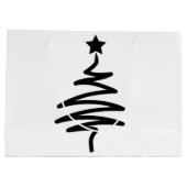 Sharp Minimalistisch Black Christmas Tree Geschenk Große Geschenktüte (Rückseite)