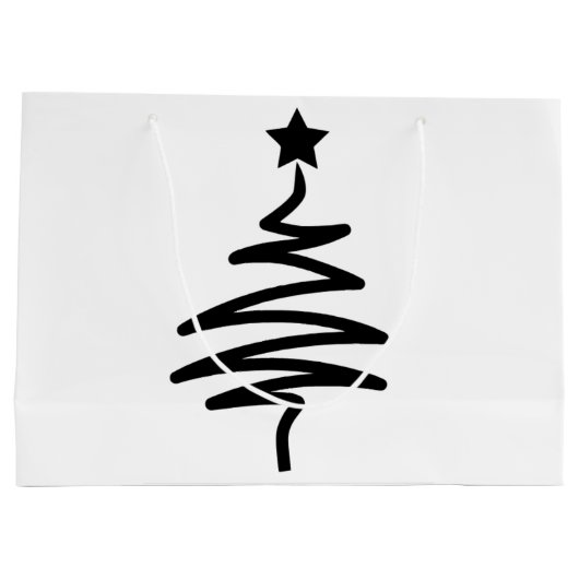 Sharp Minimalistisch Black Christmas Tree Geschenk Große Geschenktüte (Rückseite)