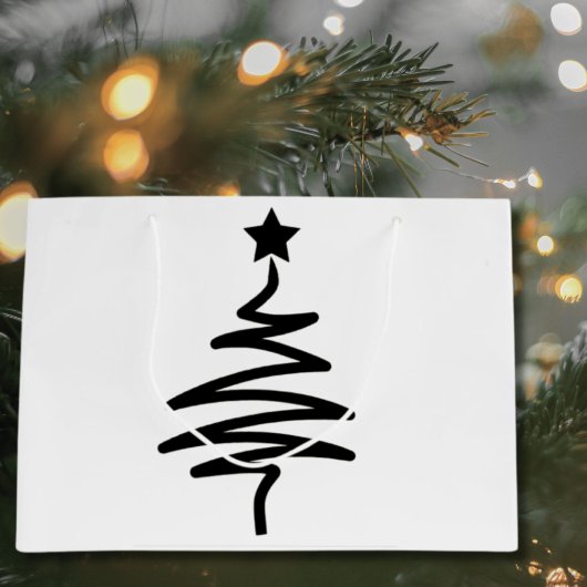 Sharp Minimalistisch Black Christmas Tree Geschenk Große Geschenktüte