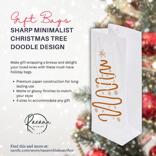 Sharp Minimalistischer Weihnachtsbaum Doodle Gesch Geschenktüte Für Weinflaschen