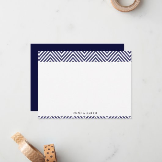 Sharp Navy Zickzack Flat Mitteilungskarten (Vorderseite/Rückseite Beispiel)