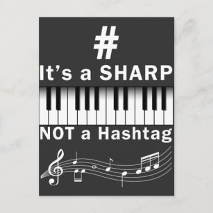 Sharp not Hashtag Piano Player Musician Tastatur Postkarte