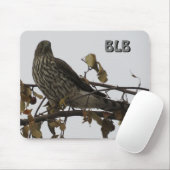 Sharp Shinned Hawk in Tree Your Initials Mousepad (Mit Mouse)