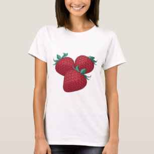 Sharp Silber DREI ERDBEEREN Design T-Shirt