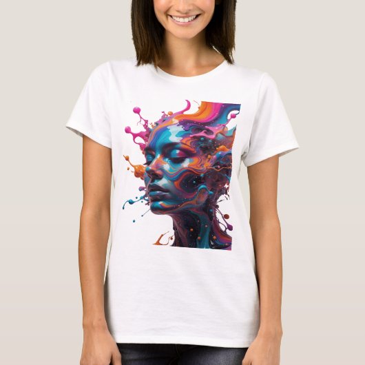 Sharp Silver ABSTRACT ART Statement T-Shirt (Vorderseite)