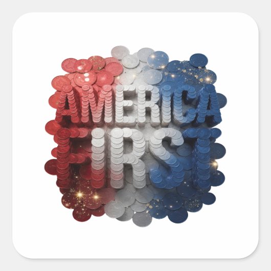 Sharp Silver AMERICA FIRST Quadratischer Aufkleber (Vorderseite)