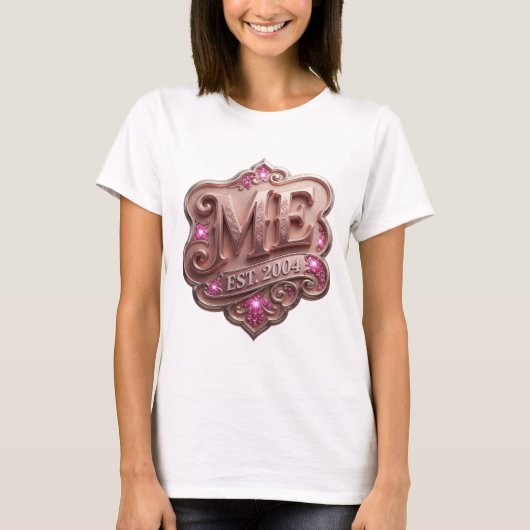 Sharp Silver ME EST 2004 Text Design T-Shirt (Vorderseite)
