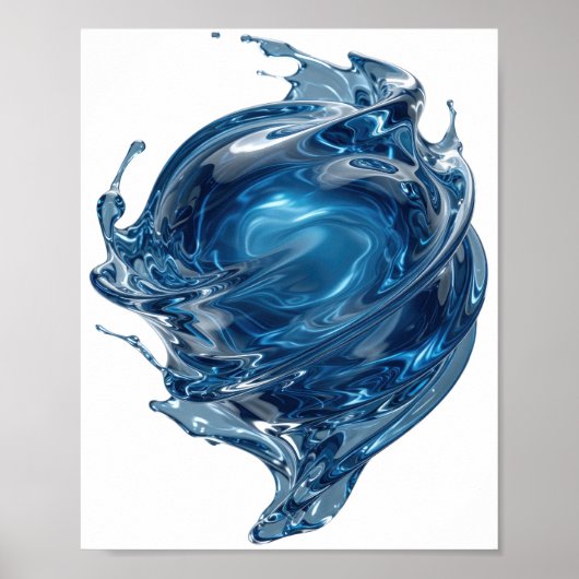 Sharp Silver WATER WORLD Statement Design Poster (Vorne)
