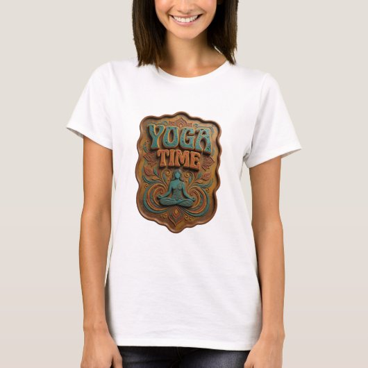 Sharp Teal YOGA TIME Tragbare Kunst T-Shirt (Vorderseite)