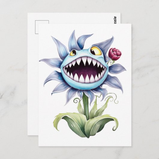 Sharp Teeth Monster Blume Postkarte (Vorne/Hinten)