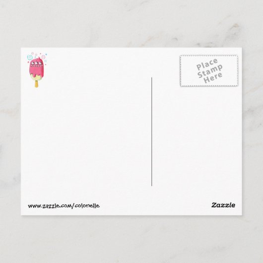 Sharp Teeth Monster Ice Cream Popsiv Postkarte (Rückseite)