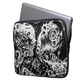 Sharp Teeth Nightmare, Schwarz und Weiß Laptopschutzhülle (Vorderseite Links)