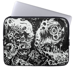 Sharp Teeth Nightmare, Schwarz und Weiß Laptopschutzhülle