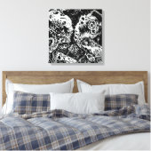 Sharp Teeth Nightmare, Schwarz und Weiß Leinwanddruck (Insitu (Schlafzimmer))