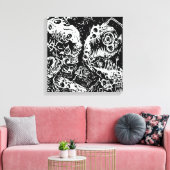 Sharp Teeth Nightmare, Schwarz und Weiß Leinwanddruck (Insitu (Wohnzimmer))