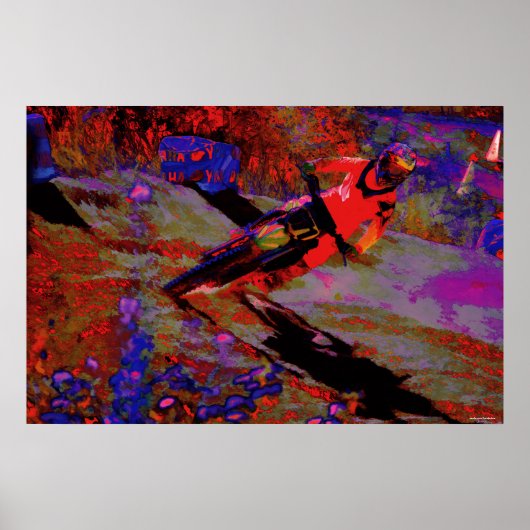 Sharp Turn - Motocross Dirt-Bike Racer Poster (Vorne)