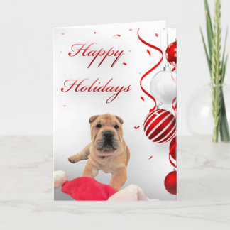 Sharpei Happy Holidays Feiertagskarte