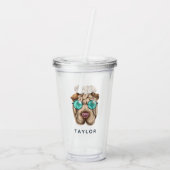 Sharpei in der Sonnenbrille | addieren Ihren Namen Acryltrinkbecher (Rückseite)