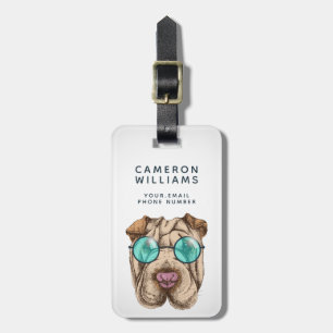 Sharpei in der Sonnenbrille   addieren Ihren Namen Gepäckanhänger