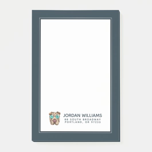 Sharpei in der Sonnenbrille | addieren Ihren Namen Post-it Klebezettel (Vorderseite)