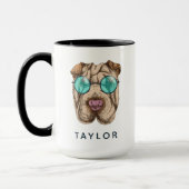 Sharpei in der Sonnenbrille | addieren Ihren Namen Tasse (Links)