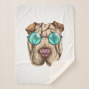 Sharpei in der Sonnenbrille Sherpadecke