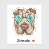 Sharpei in Sonnenbrille Aufkleber (Blatt)