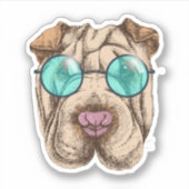 Sharpei in Sonnenbrille Aufkleber (Vorderseite)
