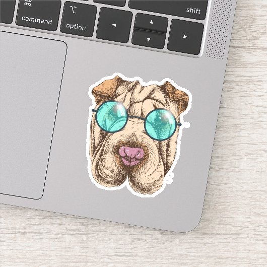 Sharpei in Sonnenbrille Aufkleber (Detail)