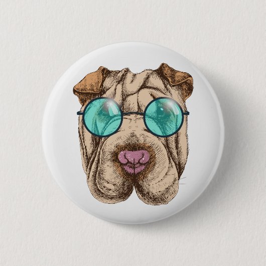 Sharpei in Sonnenbrille Button (Vorderseite)