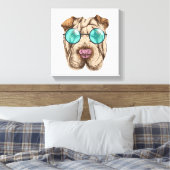 Sharpei in Sonnenbrille Leinwanddruck (Insitu (Schlafzimmer))