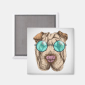 Sharpei in Sonnenbrille Magnet (Vorderseite/Rückseite)