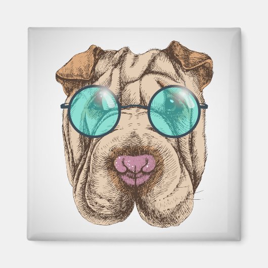 Sharpei in Sonnenbrille Magnet (Vorne)