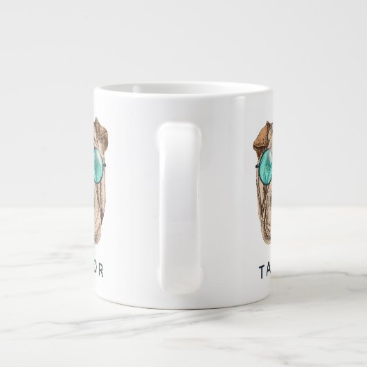 Sharpei in Sonnenbrille| Name hinzufügen Jumbo-Tasse (Rückseite)