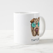 Sharpei in Sonnenbrille| Name hinzufügen Jumbo-Tasse (Vorderseite Rechts)