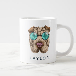 Sharpei in Sonnenbrille  Name hinzufügen Jumbo-Tasse