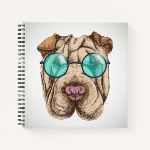 Sharpei in Sonnenbrille Notizblock