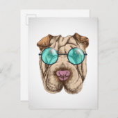 Sharpei in Sonnenbrille Postkarte (Vorne/Hinten)