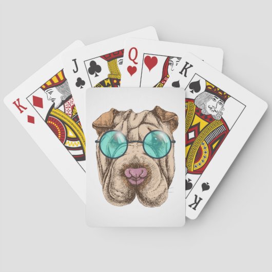 Sharpei in Sonnenbrille Spielkarten (Rückseite)