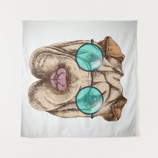 Sharpei in Sonnenbrille Wandteppich (Vorderseite (Horizontal))