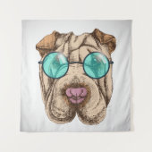 Sharpei in Sonnenbrille Wandteppich (Vorderseite)