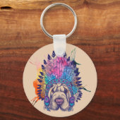 Sharpei Native Amerikanische Ureinwohner Chief Schlüsselanhänger (Vorderseite)