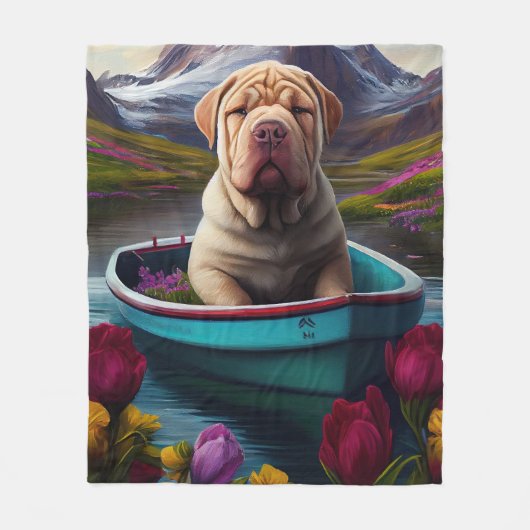 Sharpei on a Paddle: Ein Landschaftliches Abenteue Fleecedecke (Vorderseite)