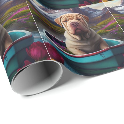 Sharpei on a Paddle: Ein Landschaftliches Abenteue Geschenkpapier (Rolleneckpunkt)