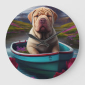 Sharpei on a Paddle: Ein Landschaftliches Abenteue Große Wanduhr (Vorderseite)