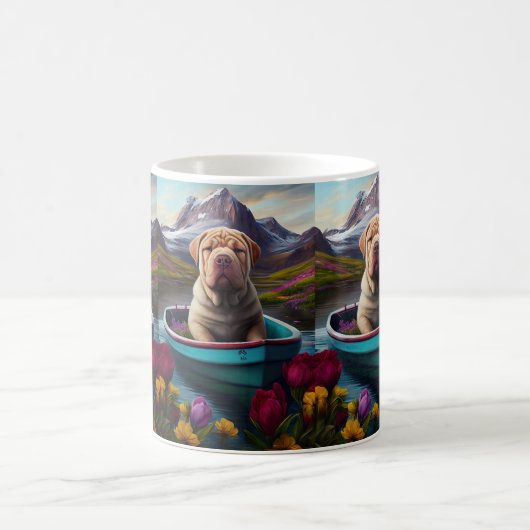 Sharpei on a Paddle: Ein Landschaftliches Abenteue Kaffeetasse (Mittel)