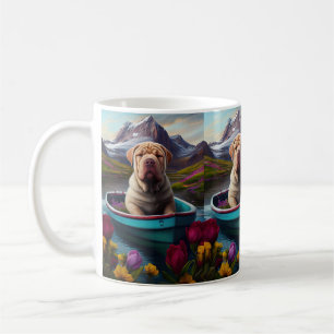 Sharpei on a Paddle: Ein Landschaftliches Abenteue Kaffeetasse