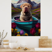 Sharpei on a Paddle: Ein Landschaftliches Abenteue Poster (Küche)