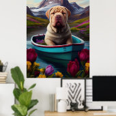 Sharpei on a Paddle: Ein Landschaftliches Abenteue Poster (Heimbüro)