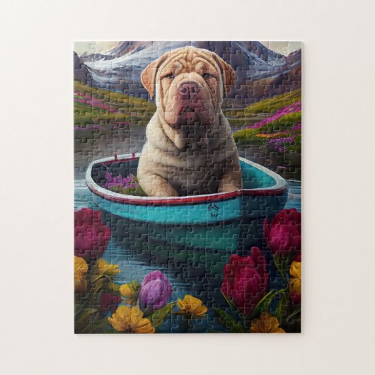 Sharpei on a Paddle: Ein Landschaftliches Abenteue Puzzle (Vertikal)
